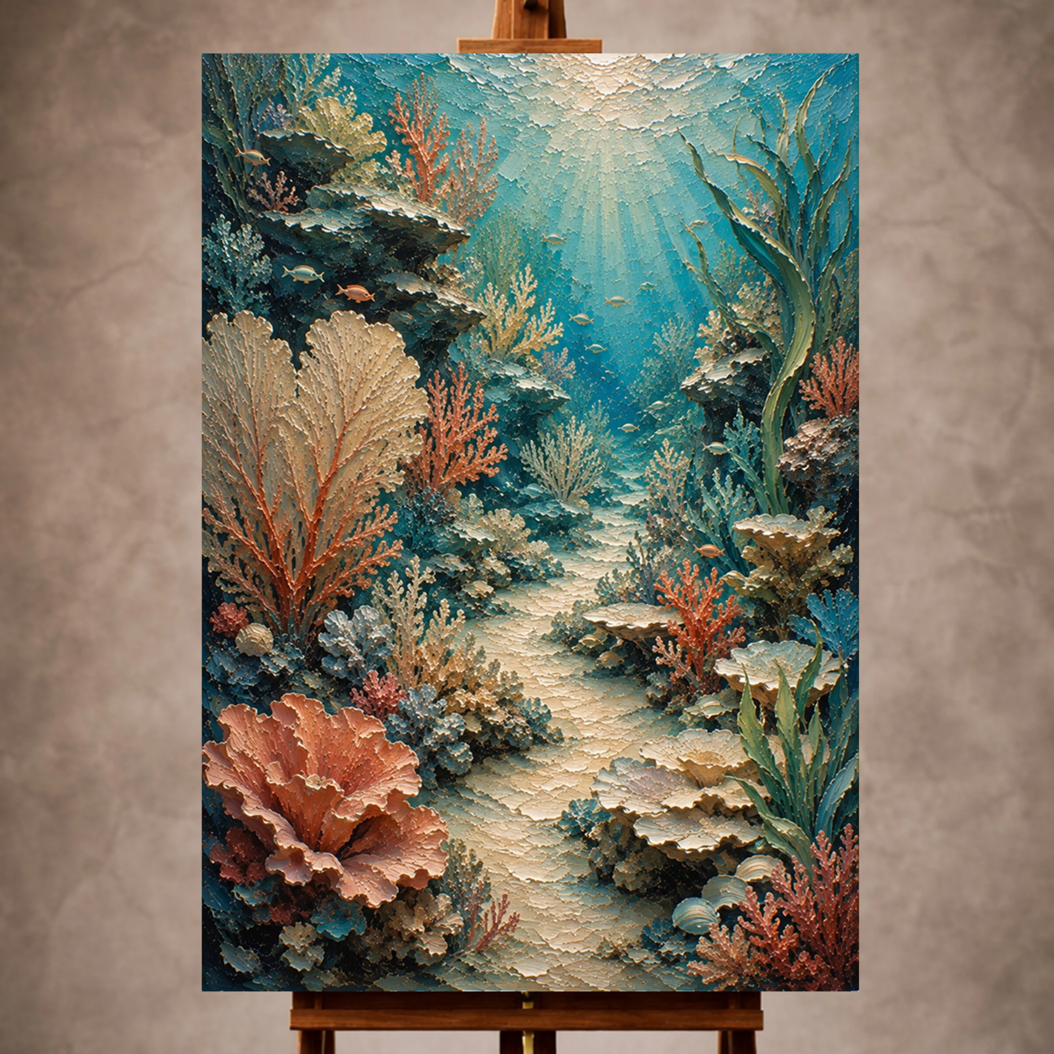 Premium Wall Art Dikey Html Edition – UNWATR038 Image 1 Vibrant Coral Reef Pathway Canvas Print - Image 1