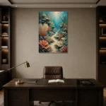 Vibrant Coral Reef Pathway Canvas Print displayed in a contemporary gallery-inspired room