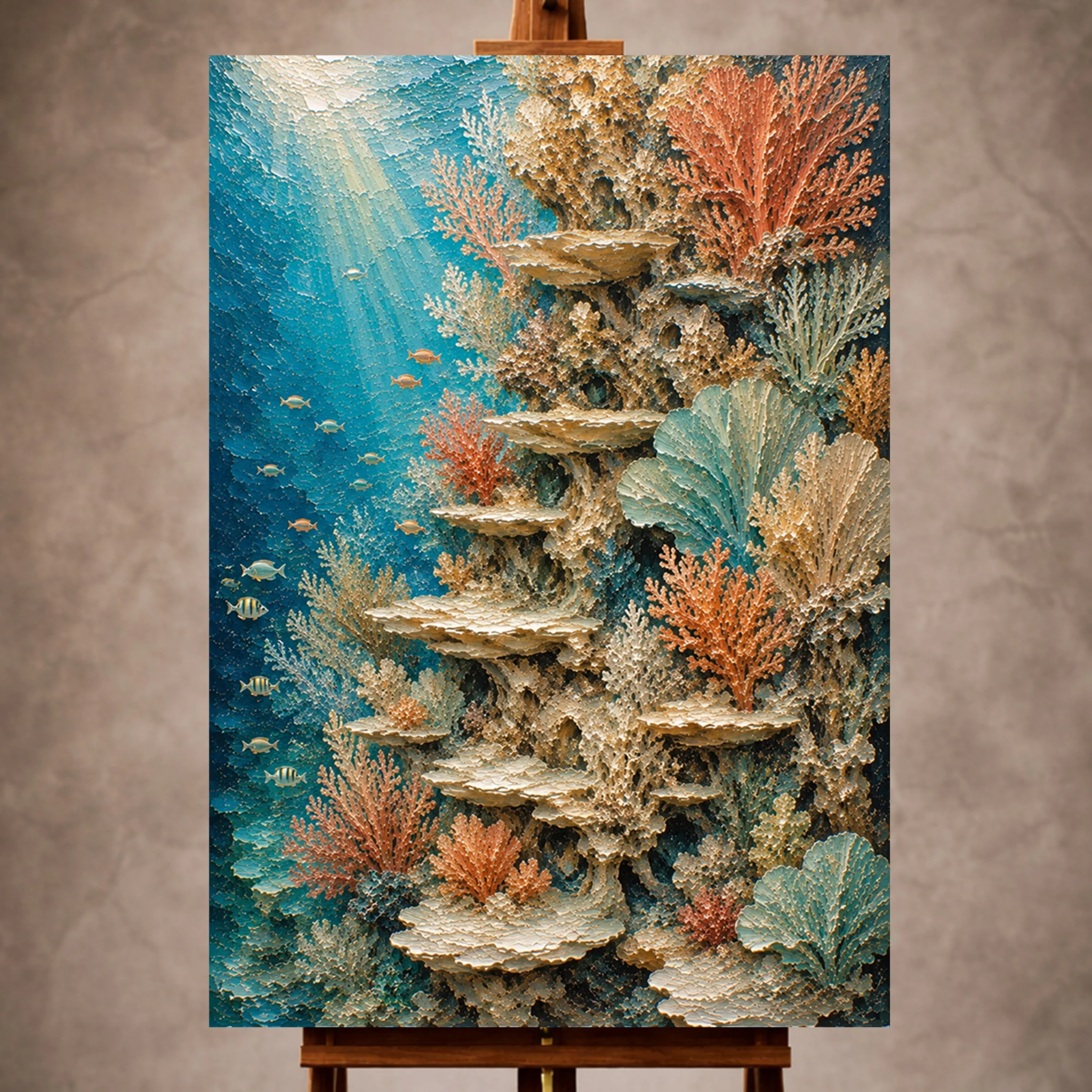 Premium Wall Art Dikey Html Edition – UNWATR039 Image 1 Elegant Coral Reef Wall Canvas Print - Image 1