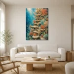 Elegant Coral Reef Wall Canvas Print styled in a refined neutral interior
