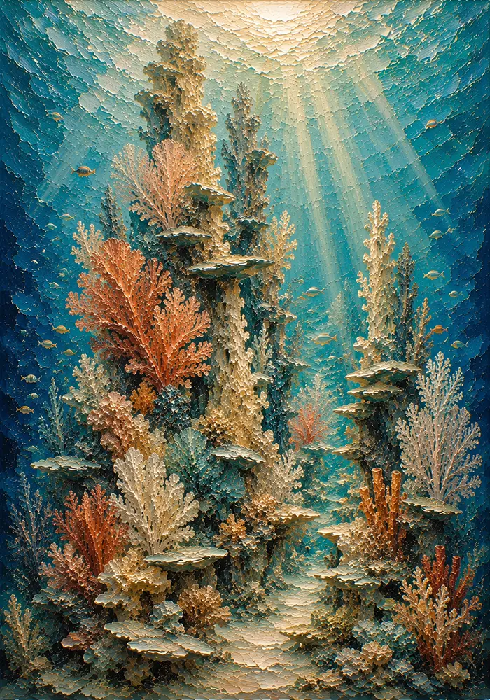 Luminous Coral Towers Canvas Print