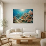 Flourishing Coral Terraces Canvas Print styled in a refined neutral interior
