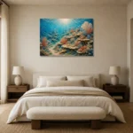 Flourishing Coral Terraces Canvas Print showcased in an elegant minimalist interior