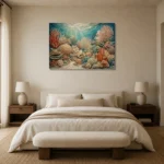 Warm Coral Reef Ecosystem Canvas Print showcased in an elegant minimalist interior