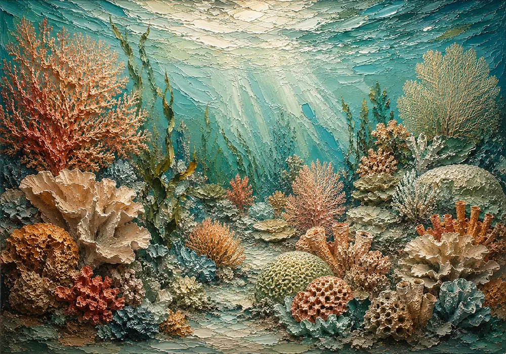 Elegant Coral Colony Tapestry Canvas Print