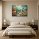 Elegant Coral Colony Tapestry Canvas Print showcased in an elegant minimalist interior
