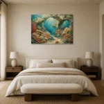 Serene Coral Sanctuary Canvas Print showcased in an elegant minimalist interior