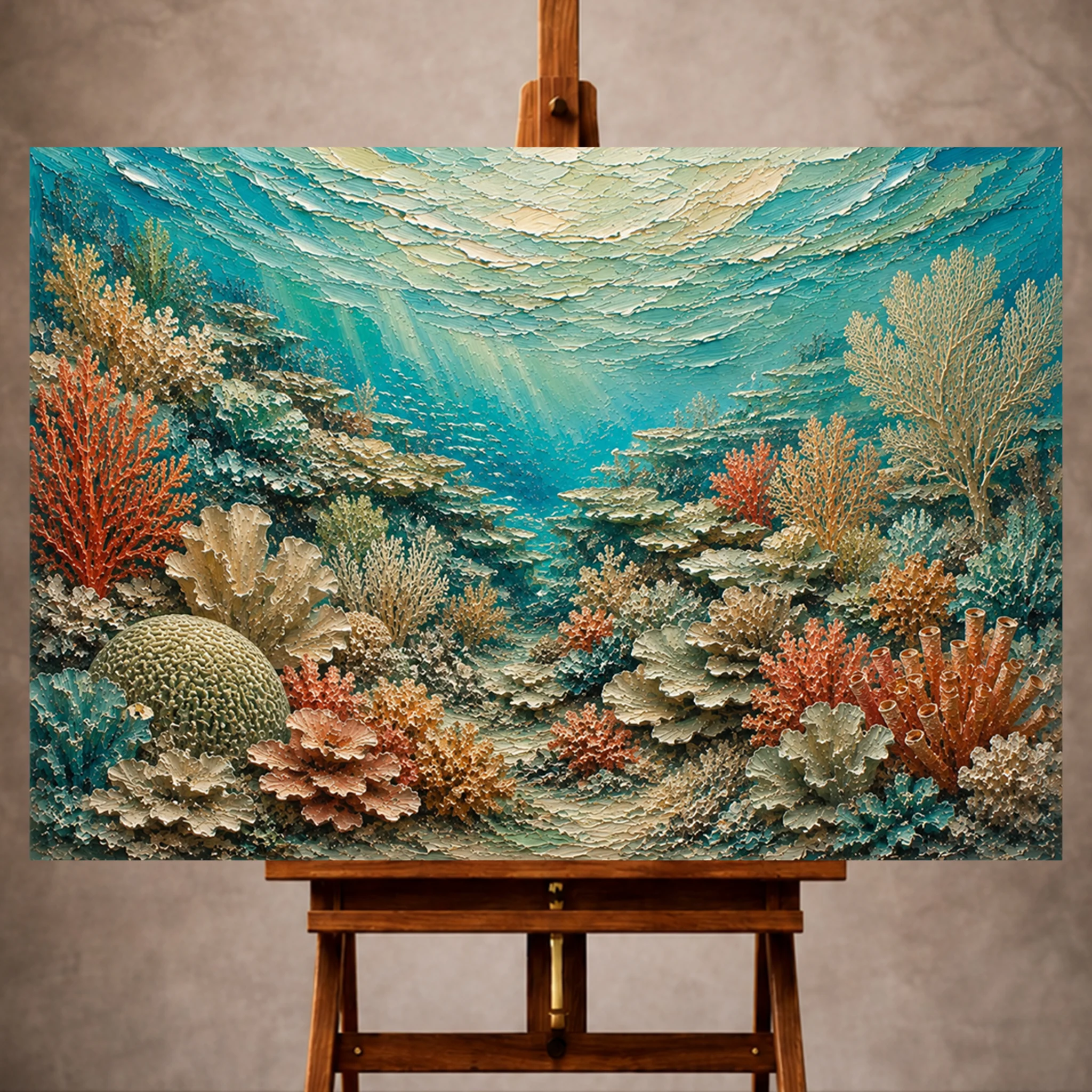 Premium Wall Art Yatay Html Edition – UNWATR045 Image 1 Flowing Coral Ridge Seascape Canvas Print - Image 1