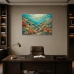 Flowing Coral Ridge Seascape Canvas Print displayed in a contemporary gallery-inspired room