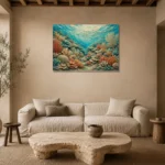 Flowing Coral Ridge Seascape Canvas Print presented in a sophisticated home setting