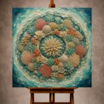 Circular Coral Reef Mandala Canvas Print