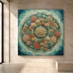 Circular Coral Reef Mandala Canvas Print - Image 3