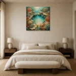 Secluded Coral Reef Basin Canvas Print showcased in an elegant minimalist interior