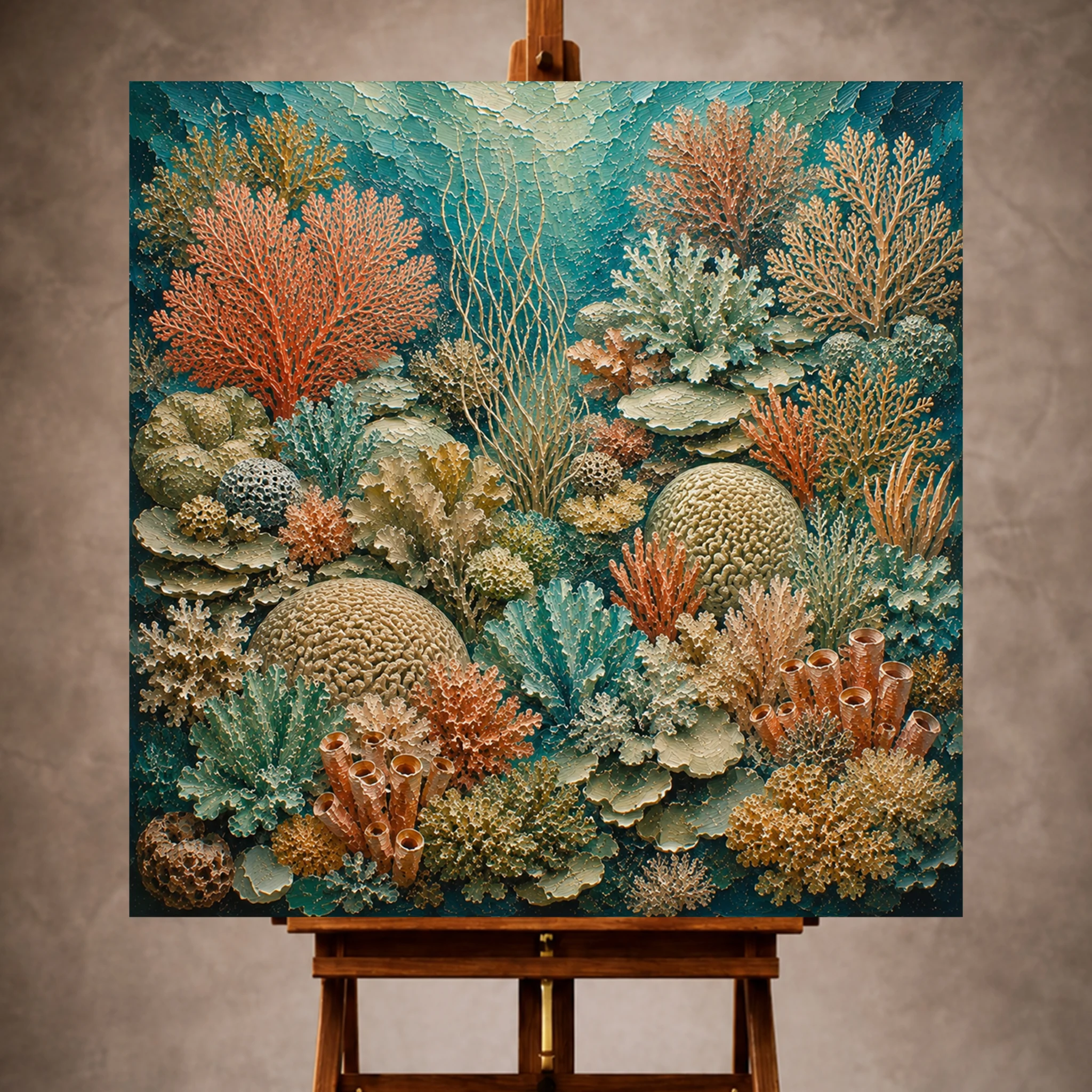 Premium Wall Art Kare Html Edition – UNWATR049 Image 1 Intricate Coral Patchwork Canvas Print - Image 1