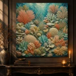 Intricate Coral Patchwork Canvas Print - Image 4