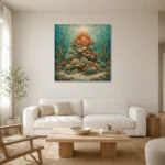 Majestic Coral Crown Canvas Print styled in a refined neutral interior