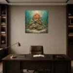 Majestic Coral Crown Canvas Print displayed in a contemporary gallery-inspired room
