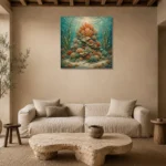 Majestic Coral Crown Canvas Print presented in a sophisticated home setting