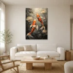 Graceful Koi Fish Canvas Print styled in a refined neutral interior