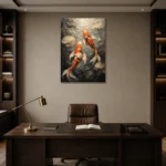 Graceful Koi Fish Canvas Print displayed in a contemporary gallery-inspired room