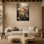 Graceful Koi Fish Canvas Print presented in a sophisticated home setting
