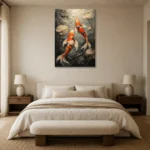 Graceful Koi Fish Canvas Print showcased in an elegant minimalist interior