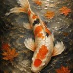 Serene Ivory and Orange Koi Fish Wall Art Canvas Print