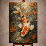 Serene Ivory and Orange Koi Fish Wall Art Canvas Print