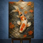 Serene Ivory and Orange Koi Fish Wall Art Canvas Print - Image 2