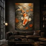 Serene Ivory and Orange Koi Fish Wall Art Canvas Print - Image 4