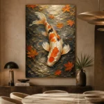 Serene Ivory and Orange Koi Fish Wall Art Canvas Print - Image 5