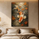 Serene Ivory and Orange Koi Fish Wall Art Canvas Print - Image 6