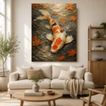 Serene Ivory and Orange Koi Fish Wall Art Canvas Print - Image 7