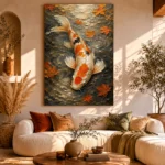 Serene Ivory and Orange Koi Fish Wall Art Canvas Print - Image 8