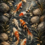 Elegant Koi Stream Wall Art Canvas Print