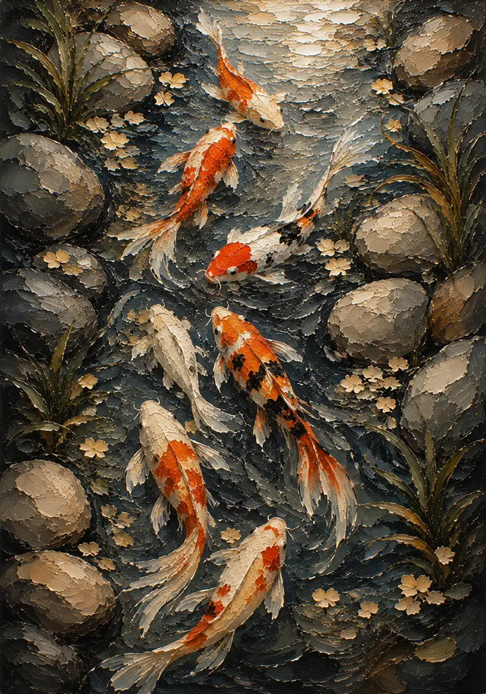 Elegant Koi Stream Wall Art Canvas Print