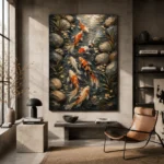 Elegant Koi Stream Wall Art Canvas Print - Image 3