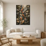Elegant Koi Stream Wall Art Canvas Print styled in a refined neutral interior