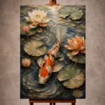 Tranquil Lotus Koi Fish Wall Art Canvas Print