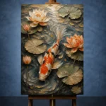 Tranquil Lotus Koi Fish Wall Art Canvas Print - Image 2