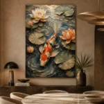 Tranquil Lotus Koi Fish Wall Art Canvas Print - Image 5