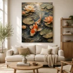 Tranquil Lotus Koi Fish Wall Art Canvas Print - Image 7