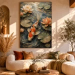 Tranquil Lotus Koi Fish Wall Art Canvas Print - Image 8