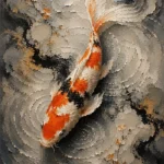 Meditative Noble Koi Fish Wall Art Canvas Print