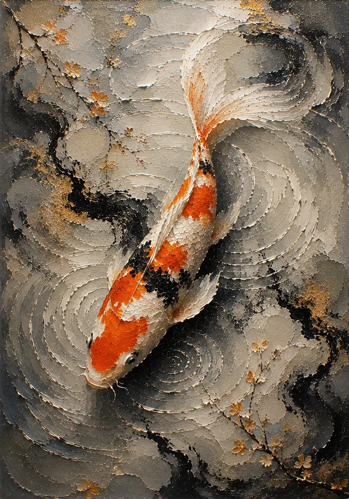 Meditative Noble Koi Fish Wall Art Canvas Print