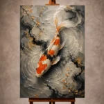 Meditative Noble Koi Fish Wall Art Canvas Print