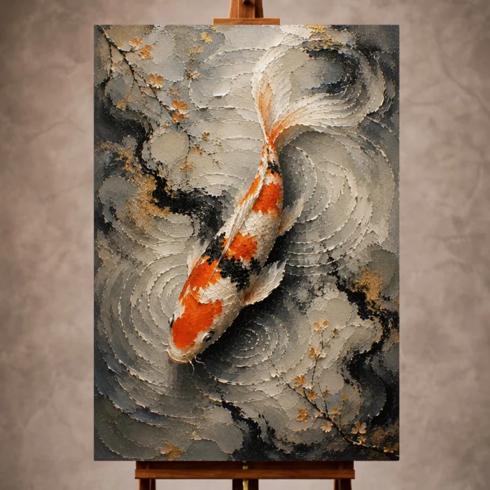 Meditative Noble Koi Fish Wall Art Canvas Print