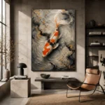 Meditative Noble Koi Fish Wall Art Canvas Print - Image 3