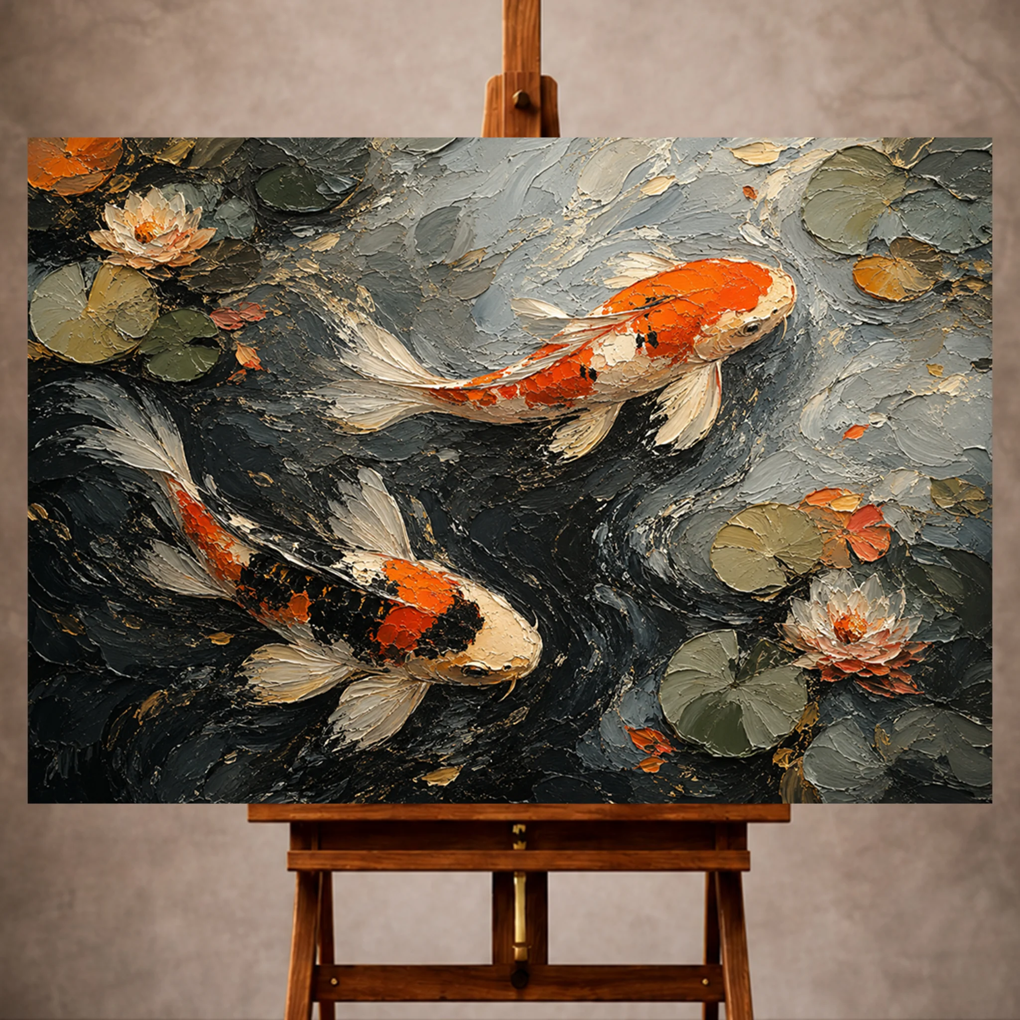 Premium Wall Art Yatay Html Edition – UNWATR056 Image 1 Tranquil Pair of Koi Fish Wall Art Canvas Print - Image 1