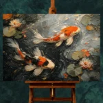 Tranquil Pair of Koi Fish Wall Art Canvas Print - Image 2
